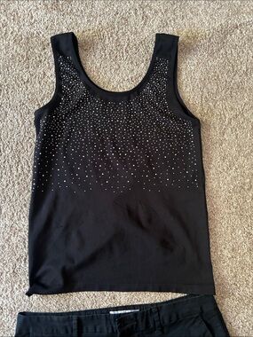 Black Tank Top with Rhinestone Detail